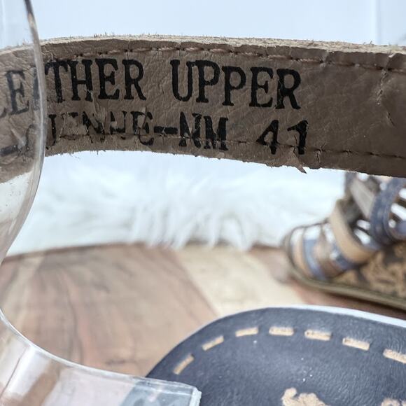 Spring Step L'Artiste Shoes Womens Size 10 Blue Wedge Sandals Leather Comfort - Picture 9 of 15